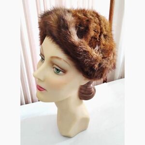 50s 60s Vintage Brown Mink Fur Hat